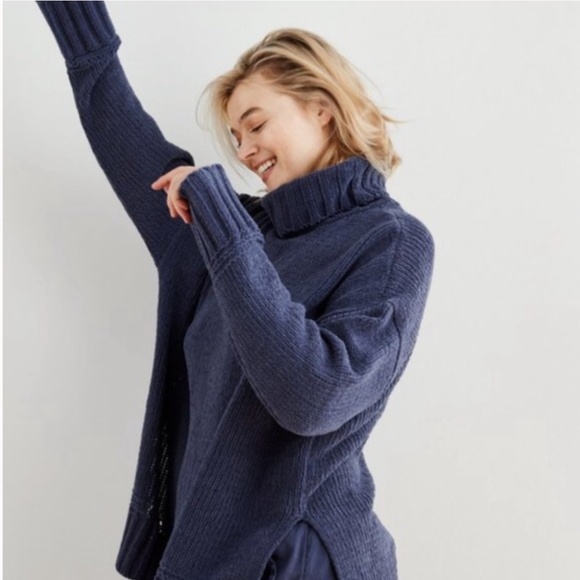 aerie Sweaters - Aerie Oversized Chenille Turtleneck Sweater Navy Blue